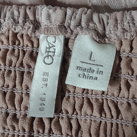 Cato Babydoll Smocked Top Sz Large Dusty Rose Pink Whimsical Fairy Blouse - Picture 7 of 8